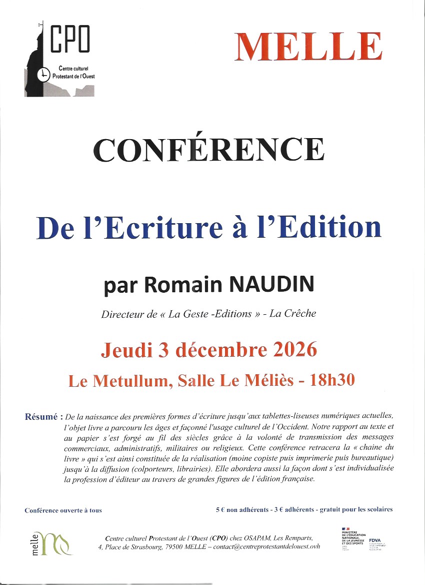 Conférence : De l'écriture à l'édition -2026